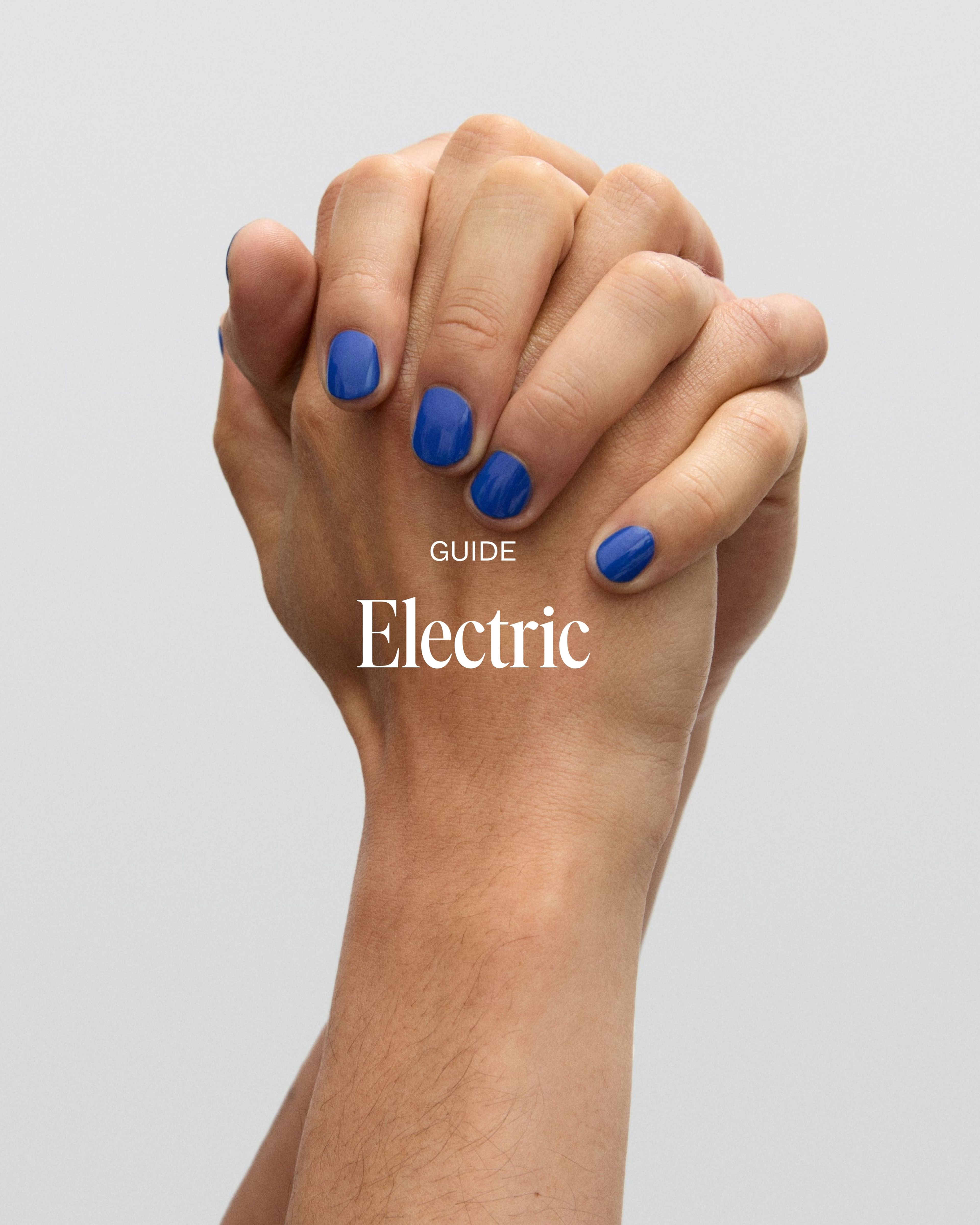 Nails painted in blue nail colour