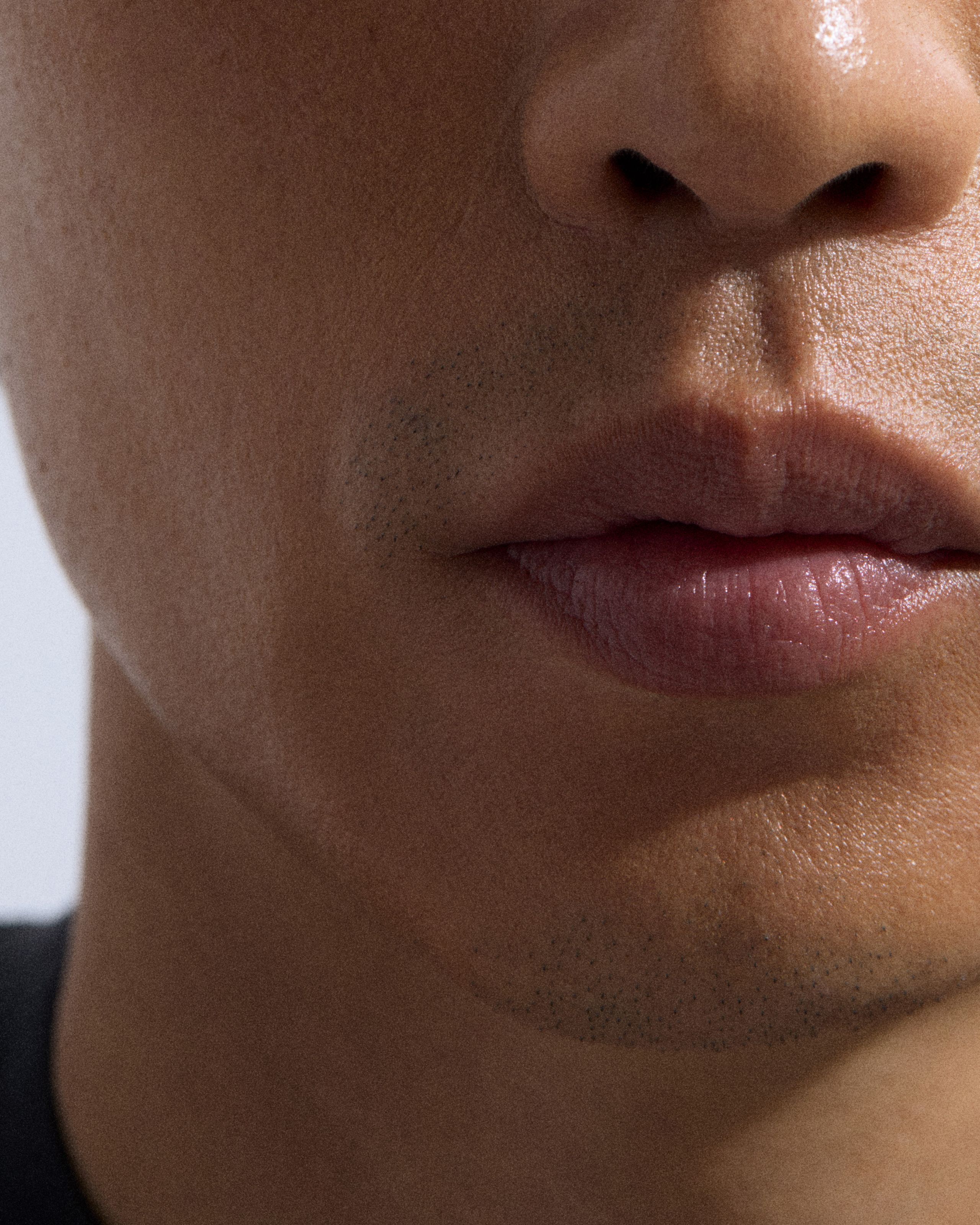 Model with lip balm applied