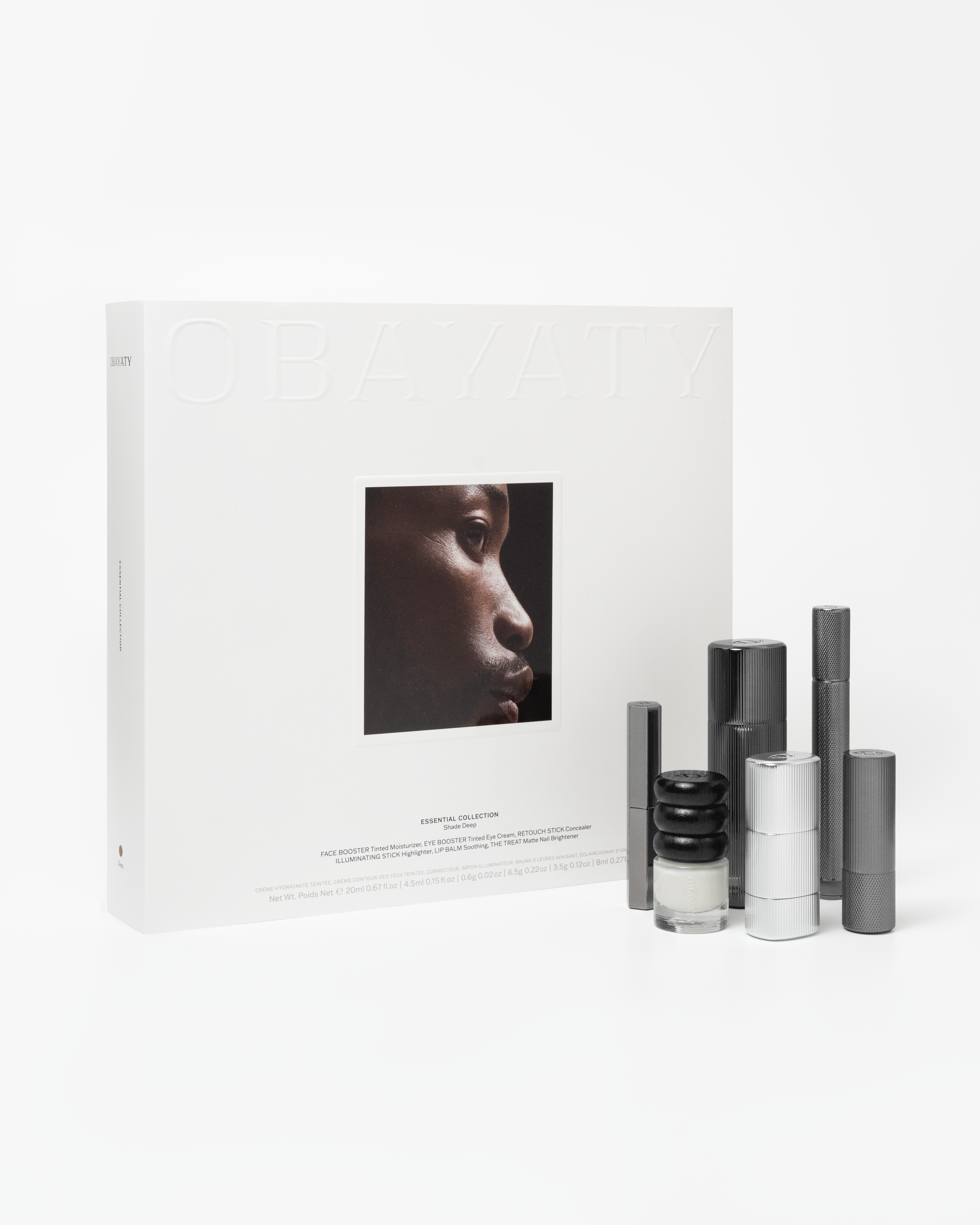 Make up kit for men in front of a white background