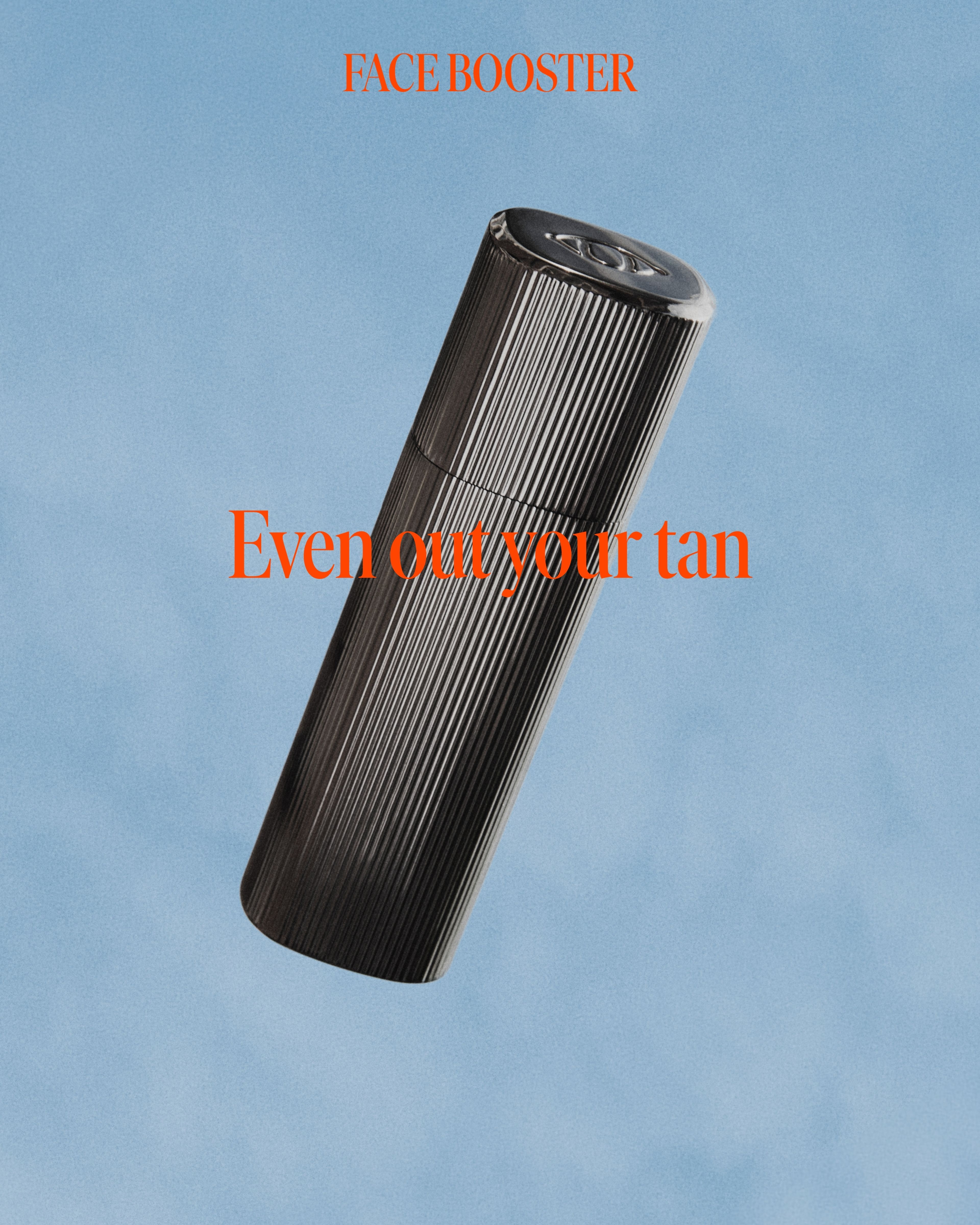 Tinted Moisturizer floating mid-air infront of blue background