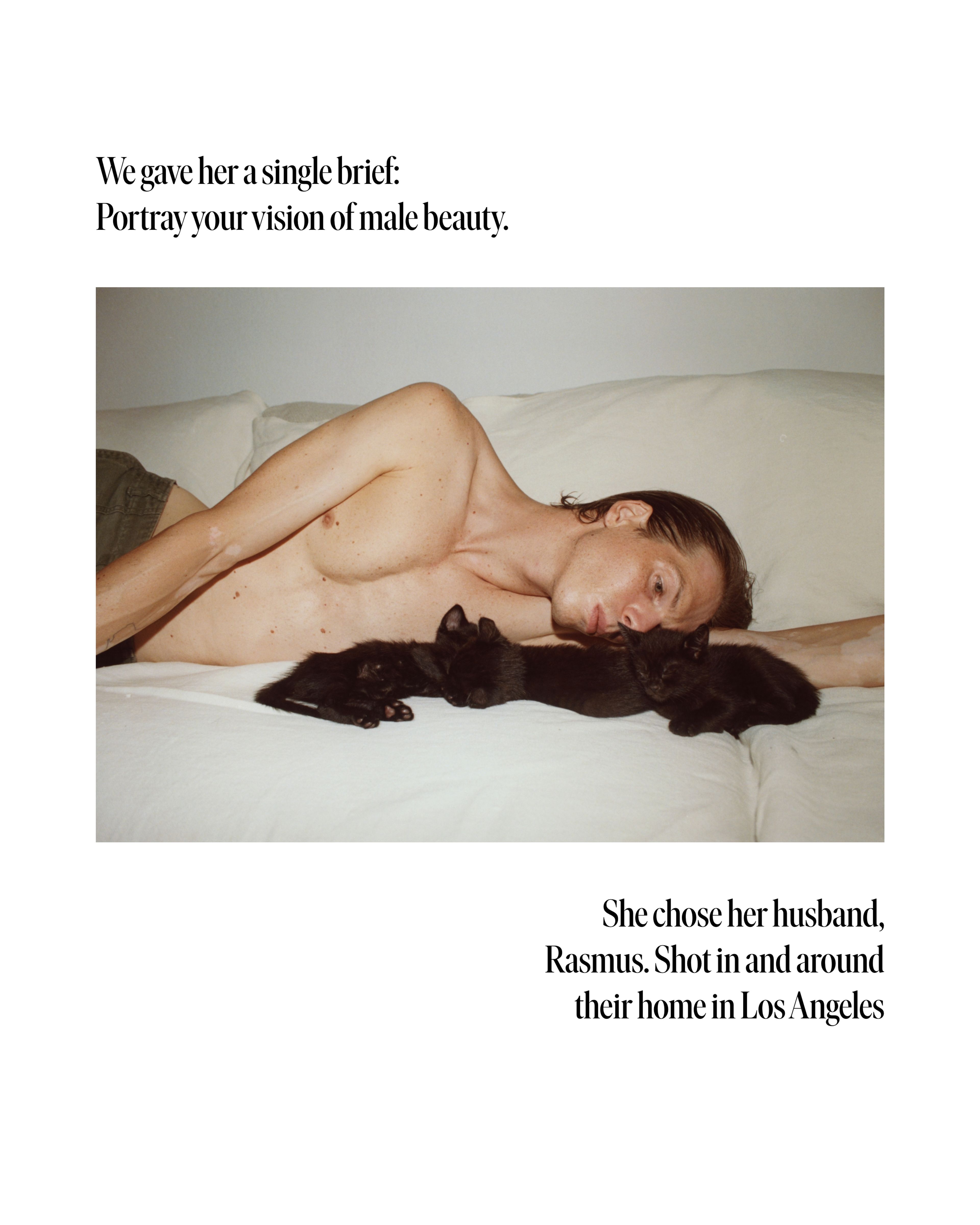 Man laying aside kittens