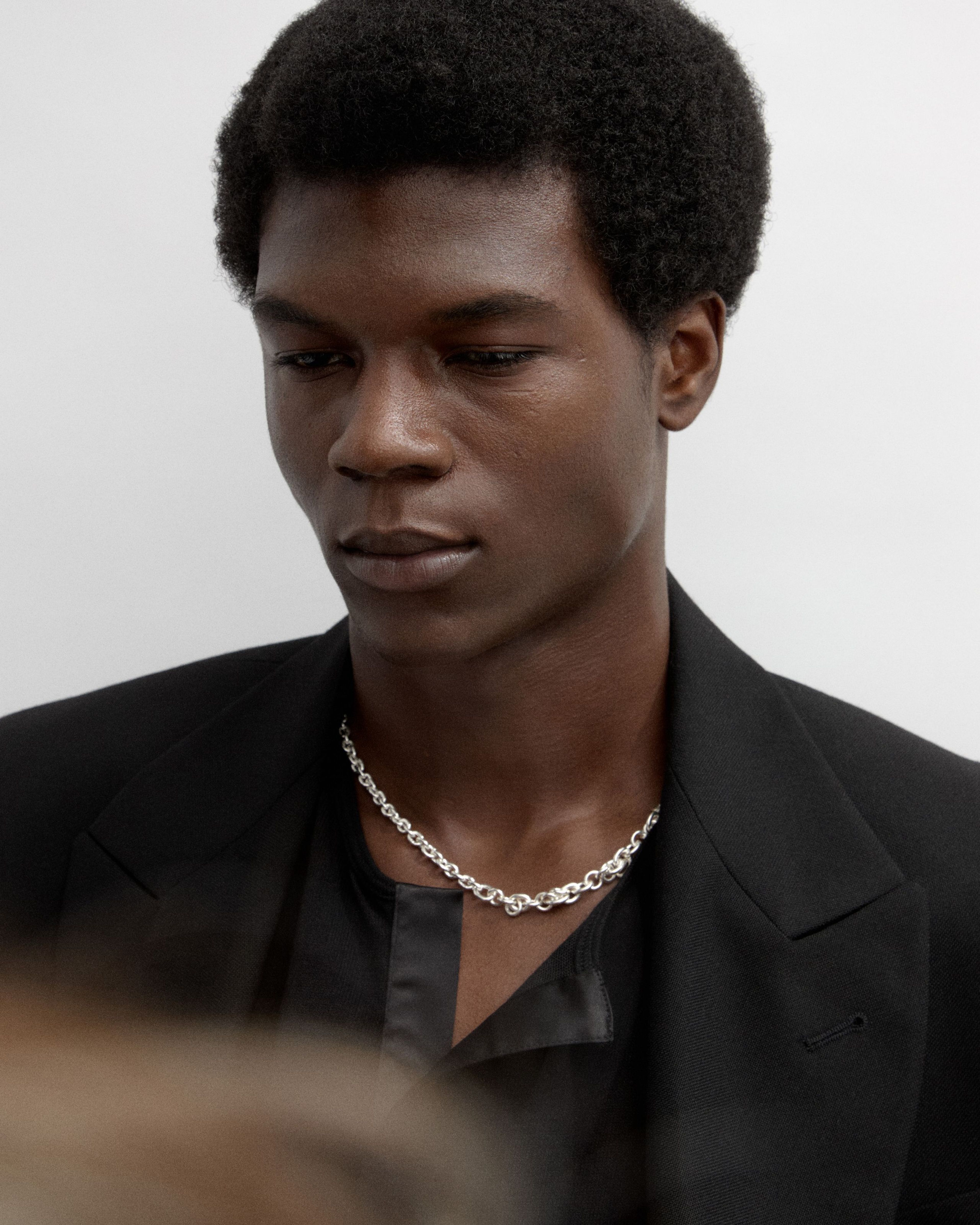 man looking to the left of the camera