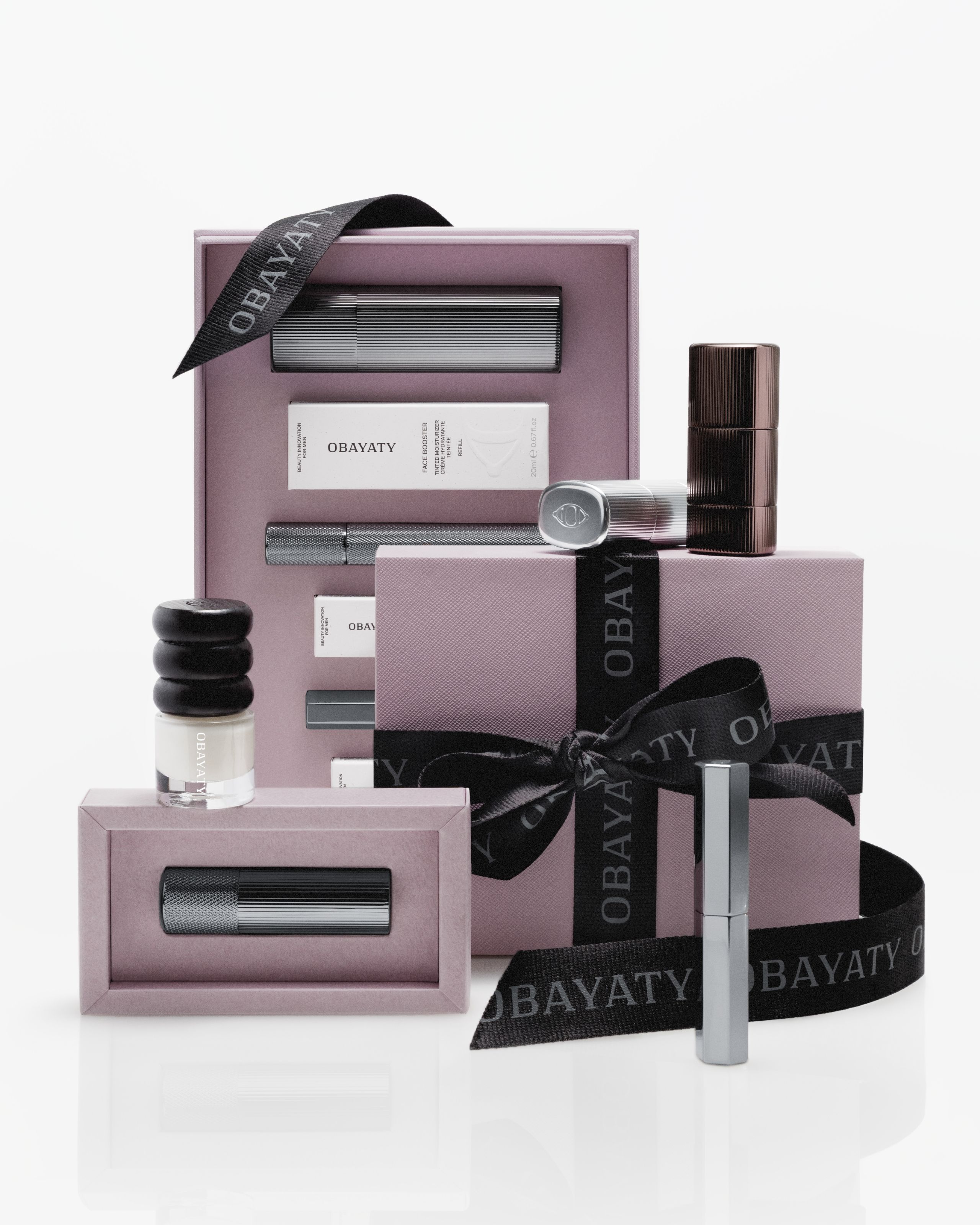 Selection of make up products wrapped as gifts
